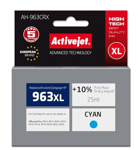 Activejet AH-963CRX Ink for HP Printers Replacement HP 963XL 3JA27AE; Premium; 1760 Pages; Blue