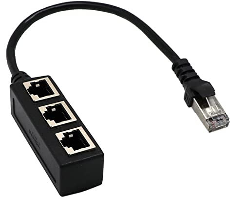 qijiefenCC RJ45 Ethernet Network Adapter,1 Male to 3 Female LAN Ethernet Network Splitter for Ethernet Extension,Ethernet Extension Cable Adapter Network Adapter,for Cat5,Cat5e, Cat6