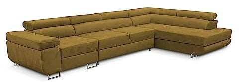 KREATIVE FURNITURE & DESIGN Ecksofa Rechts 343x88x203 cm - Sofa mit Schlaffunktion - Geräumig Eckcouch - Couch L Form - Wohnlandschaft L-Form Perfekt Für Ihr Zuhause Gold Rechts
