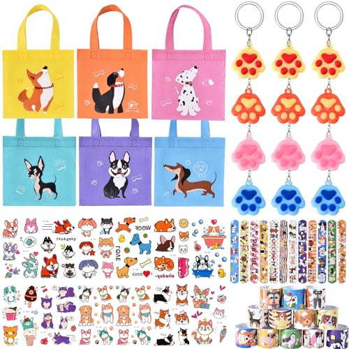 Tacobear Hunde Mitgebsel Kindergeburtstag Pinata Füllung mit Geschenktüten Aufkleber Schnapparmband Paw Schlüsselanhänger Welpe Mitbringsel Kindergeburtstag Kinder Give Aways Gastgeschenke