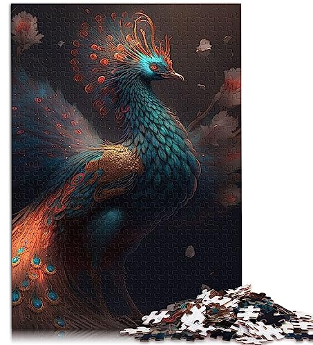 Puzzle für Erwachsene, schöner Pfau, 1000 Teile, Holzpuzzle, pädagogische Herausforderung für Teenager und Kinder, Größe: 50x75 cm