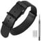 ANNEFIT Leder Uhrenarmband 20mm, Echtes Kalbsleder Einteiliges Militär Uhrenarmbänder für Herren und Damen mit Matte schwarze Schnalle (Schwarz)