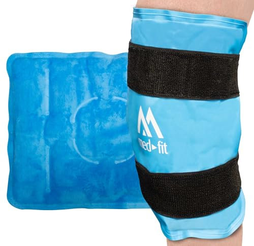 Med-Fit Impacco di ghiaccio riutilizzabile in gel per alleviare il dolore al ginocchio, terapia con impacco freddo per lesioni alle gambe, gonfiore, contusioni e distorsioni.
