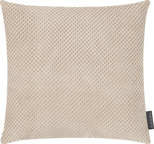 MAGMA Comodo Kissenbezug 40x40 cm - Natur,- samtig weich kuschelig Cord Look, rechteckiger Kissenbezug, für Wohnzimmer, Schlafzimmer, Büro und Gästezimmer Waschbar