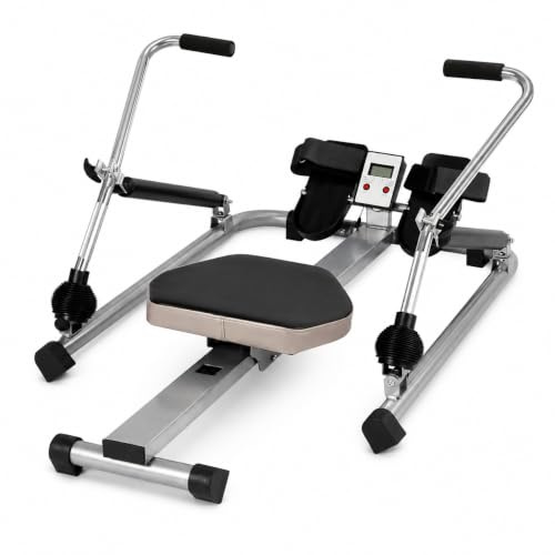 Rudergerät für Zuhause, Hydraulisches Fitness-Rudergerät mit Weichem Sitz | LCD-Monitor und Langer Schiene für Cardio-Übungen, Rudermaschine Trainingsgerät, 106 x 66 x 10 cm