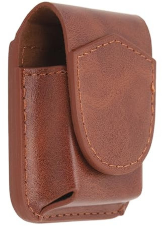 Handgemachte Leder Feuerzeug-Tasche mit Fliptop - Taktisches Aufbewahrungsetui, Anti-Kratz-Weiche Auskleidung, Magnetische Schnalle, Gürteltasche (Brown)