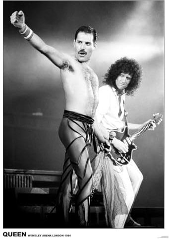 artificial QUEEN POSTER BRIAN MAY & FREDDIE MERCURY LONDON WEMBLEY ARENA 1984