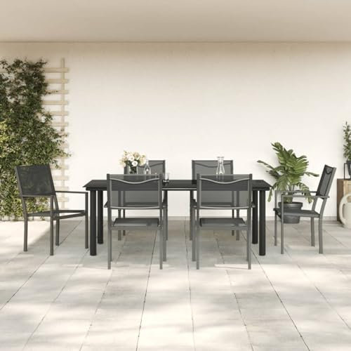 BAZZI Gartenmöbel Set 6 Personen gartenmöbel Set 6 stühle mit Tisch sitzgruppe Garten 6 Personen gartenmöbel Set Alu Balkon möbel terrassenmöbel-7-tlg-200 cm Tischlänge