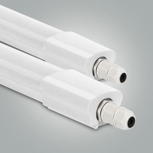 LED Universum 2er-Set Feuchtraumleuchten 150cm 45W 5400lm neutralweiß 4000K - IP65 - verknüpfbar - Kellerleuchte Nassraumleuchte Feuchtraum-Wannenleuchte mit Steck-Klemmen L1570xB46xH34mm
