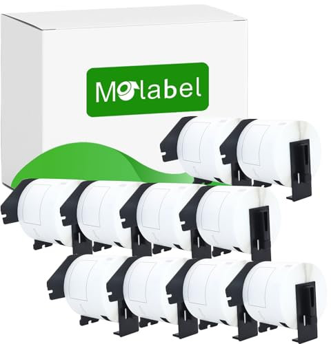 Molabel - 10 Rollen DK-11202 Kleine Adressetiketten Kompatibel mit Brother, 62mm x 100mm, Etikettendrucker