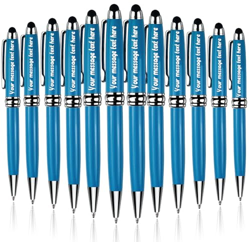 Personalisierte Stifte, Bulk-Stifte mit Eingabestift, kostenlose Gravur, Kugelschreiber-Set mit Ihrem Namen, für Business, Damen, Herren, Abschlussfeier, Hochzeit, Weihnachten, Geschenk, 12