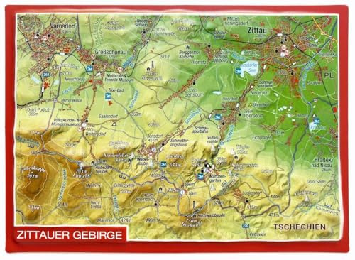 Zittauer Gebirge, Reliefpostkarte: Tiefgezogene Reliefpostkarte