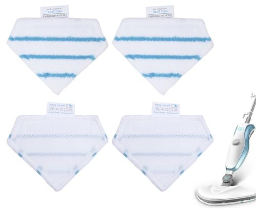 Wonvify Accesorios para la Limpieza Vapor, 4 Piezas Microfibra de Almohadillas de Repuesto Escoba de Vapor, Paño de Repuesto Lavable Triangular, Compatible con Mopas a Vapor Black & Decker y Aries