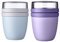 Mepal | Lunchpot Ellipse Mixed | Old Nordic Blue + Vivid Lilac | Müslibecher to go | Unterteilung für Joghurt & Müsli | 500 ml + 200 ml | Geeignet für Gefrierschrank, Mikrowelle & Spülmaschine