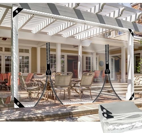 DGSFES Bâche de Protection Exterieur Bache Transparente avec œIllets 2mx3m,600g/m² Bache Epaisse PVC Impermeable avec 2 Porte Fermeture Eclair pour Terrasse Serre Jardin Pergola Poule