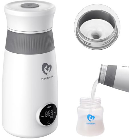 Chauffe Biberon Portable Nomade, Chauffe Biberon et Mélangeur Instantanée et Automatique, pour Lait Maternel ou Formule, avec Affichage de Température Numérique LED, Idéal pour les Voyages