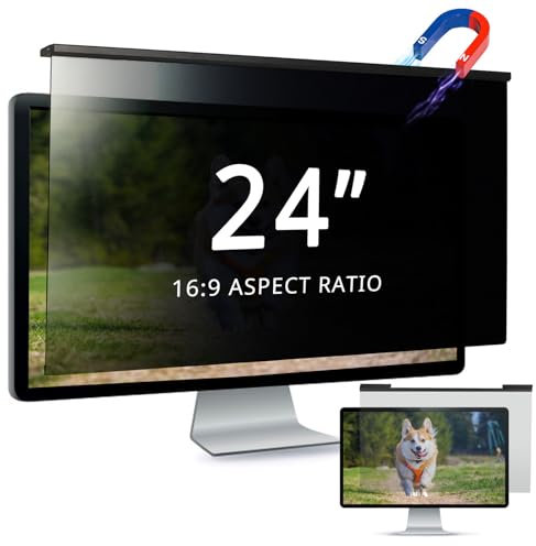 EliWhale Removable Hanging Computer Privacy Screen Filter, 24 Inch 16:9 HD Anti-blue light & Anti-glare Widescreen Monitor Screen Privacy Screen Protector, Width x Height is 21.5x 13(547mm x 331mm)