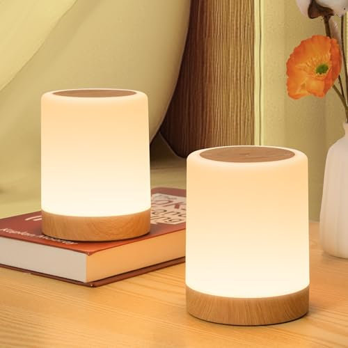 Bonsery LED Nachttischlampe 2er Set USB Aufladbar, Tischlampe Touch Dimmbar mit 256 RGB Farben 3 Modi, Nachtlicht Kinder ohne kabel mit Timing & Memory Funktion, Akku Lampe Batteriebetrieben 1500mAH