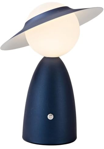 LOGT Lampe mit Hut Tischlampe Touch Dimmbare LED Akku Tischleuchte Kabellos Pilz Lampe Art Deco Nachttischlampe USB Aufladbar Hut Lampe Tragbar Schreibtischlampe für Restaurant Bar Büro Esstisch,Blau