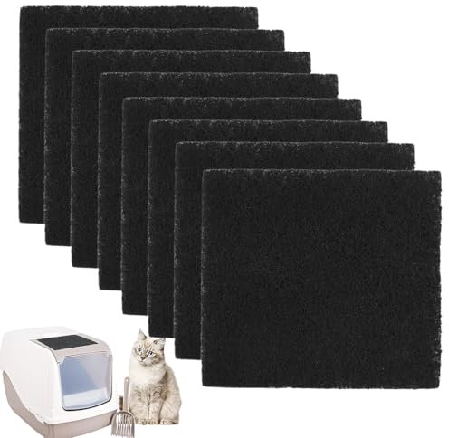 AEIOPRS Lot de 8 filtres à charbon actif pour litière de chat filtre anti-odeurs pour litière de chat filtre à charbon pour litière de chat