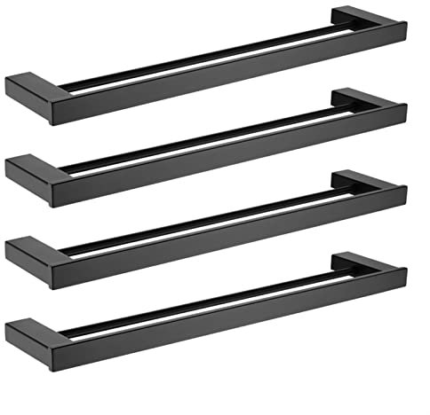 WKWPYCYUH Porte-Serviettes en Acier Inoxydable Noir Toilettes Toilette Barre de Salle de Bain Toile de Toilette Toile Murale Tablette Murale Double Tige Porte-Serviettes(4 PCS)