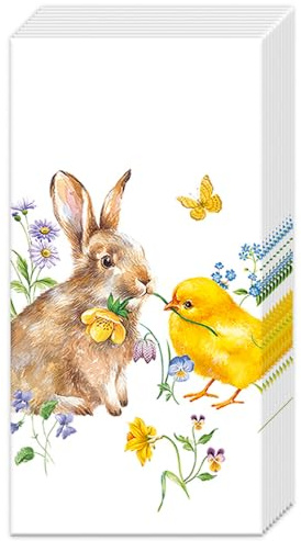 IHR Papiertaschentücher Hase & Küken - Ostern 10 Stk., 21.0x21.0 cm, ideal für Decoupage-Technik, Serviettentechnik, DIY