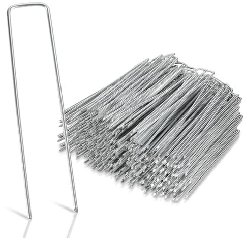 Eikuavons Lot de 300 piquets d'ancrage au sol en acier galvanisé - Pour toile anti-mauvaises herbes, non-tissé de jardin, clôture, jardin (150 x 25 mm - Ø 2,8 mm)