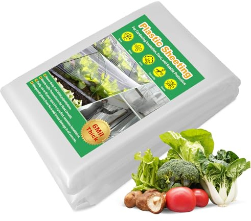 2x6M Gewächshausfolie Schwerlast – 150µm Starke Gartenfolie Transparent – UV-beständige Folie für Gewächshaus, Wetterfest & Wasserdicht, Abdeckfolie für Pflanzen & Gartenbau