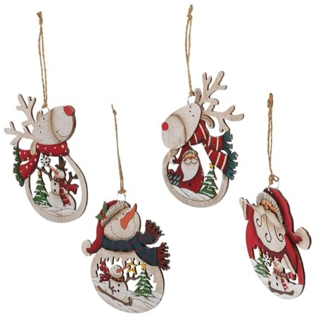 Ciieeo 4stücke Holzanhänger Für Weihnachten Dekoration Für Weihnachtsbaum Hänge-deko Aus Holz Für Weihnachten Tür Und Fensterdekoration Weihnachtsdeko Aus Holz