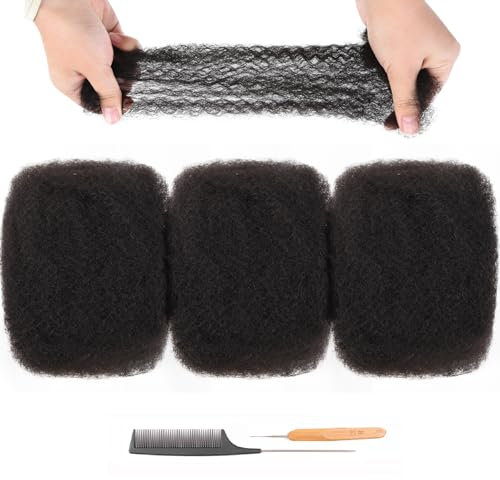 Originea de Cheveux Africains 100% Humains Pour Dreadlock et Tresse de Torsion de Cheveux Africains 3 touffes 20cm Mous à Pleine Tête Bouclés Moelleux Naturel Noir