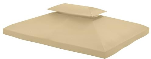 Outsunny Techo de Repuesto para Cenador 4x3 m Cubierta de Repuesto con Techo Doble 10 Orificios de Drenaje y Protección UV Toldo de Recambio para Pabellón Gazebo Crema