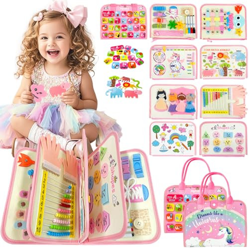 Busy Board, Montessori 1 An, Jeux Montessori 2 Ans, Jouet Fille 3 Ans, Jouet Enfant 1 2 3 4 5 ans, Jeux Enfants 2 Ans, Cadeau Enfant, Livre Bebe 1 An, Quiet Book, Jouets d'Activité Et De Développement