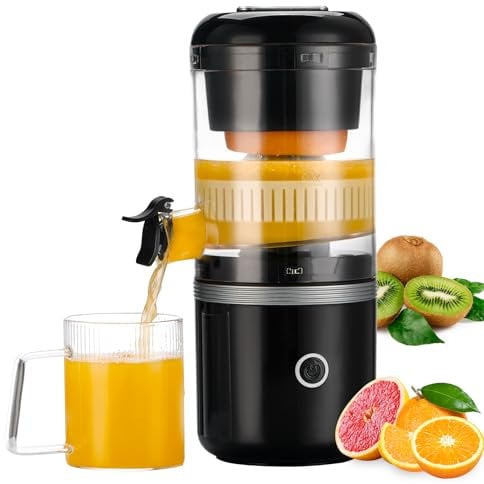 MAISON HUIS Spremiagrumi Elettrico Spremi Arance Spremi Limoni Estrattore di Succo Portatile con Ricarica USB per Arance Limoni Pompelmi Agrumi (Nero)