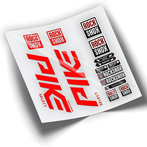 Rif:VP387 Adesivi compatibili con forcella Rock-Shox Pike SELECT 2019-2022 MTB, adesivi, adesivi per mountain bike. (ROSSO FLUORE)