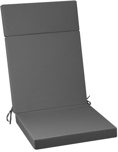 PRIMEPATIO Hochlehner Sitzauflage 120x50x6cm 1PC Waschbarer Bezug, Grau | Komfortable Stuhlauflage mit Abnehmbarem Bezug, Wetterfestem Stoff und Dicker Polsterung für Garten und Terrasse