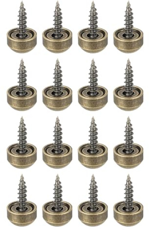 Ludom 16 Tornillos Decorativos de Bronce y latón de 9 mm con Tapas de fijación para Muebles