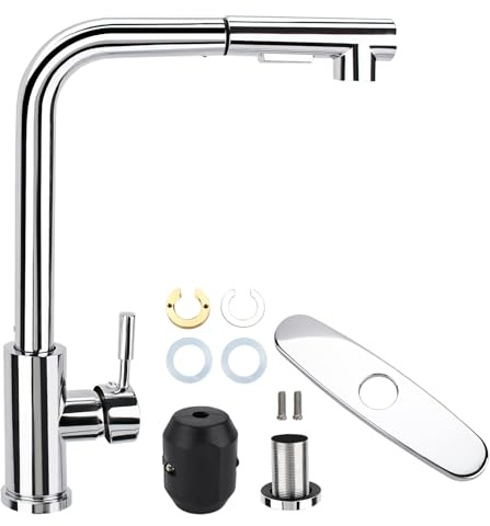 YUTUY Rubinetto Lavello Cucina,Miscelatore Cucina con Doccetta Estraibile,Miscelatore Cucina con Due Tipi di Getto d'acqua,Rubinetti Cucina in Acciaio Inossidabile,Facile da Installare
