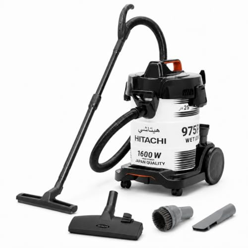 Hitachi Bodenstaubsauger CV 975 PW, 3-in-1 Profi-Nass- & Trockensauger, 25L Edelstahl-Tank 1600 W beutellos, 3-in-1 Funktion (Nass/Trocken/Gebläse), rostfreier Behälter, 25L