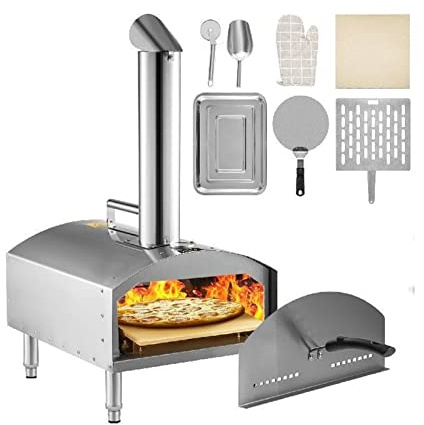 CVFRDD 12quot;Horno de Pizza portátil de Acero Inoxidable de Grado alimenticio de leña for Barbacoa al Aire Libre, Picnics, Hornear Pizza, Pan, camarones, Salchichas