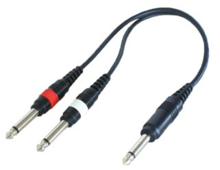 PRO 3m 6.35mm Mono Y Splitter Cable *2x Guitar into 1 Amp* Audio Combiner Lead - Loops
