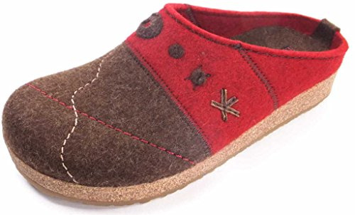HAFLINGER Schuhe Damen Hausschuhe Pantoffeln Wolle Grizzly Tristan 731040, Größe:40 EU, Farbe:Braun