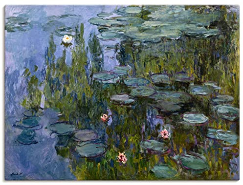 ARTLAND Wanddeko Leinwand Bilder Wandbild 120x90 cm Teich See Pflanzen Blumen Seerosen Nympheas 1918 Impressionismus Claude Monet T7DE