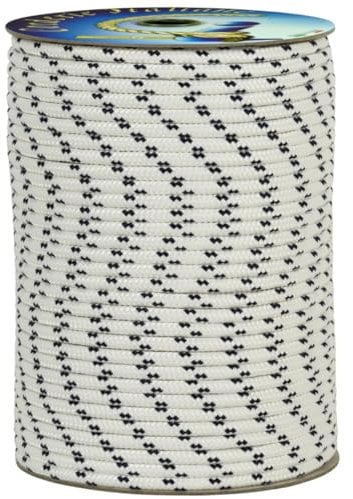Corderie Italiane 006006015 Treccia mare corda multiuso giardino e fai da te, stabilizzato ai raggi U.V. resistente a intemperie e agenti atmosferici, 5 mm, 100 mt, colore bianco con spia blu