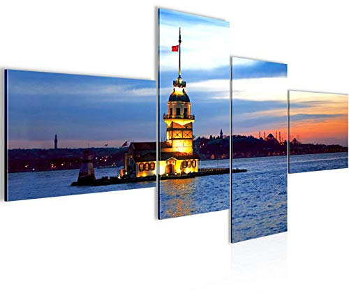 Runa Art Bild XXL 4 Teilig Istanbul Türkei 200 x 100 cm Kunstdruck auf Vlies Leinwand Wanddeko Wohnzimmer Schlafzimmer 604141a