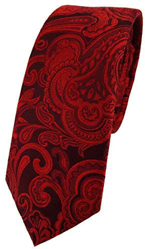 TigerTie - schmale Designer Seidenkrawatte in Paisley gemustert