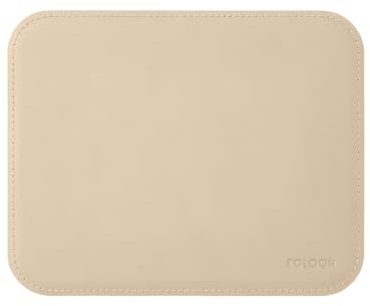 Eglooh - Herms - Mauspad aus Leder Beige cm 25x20 - Mousepad für Schreibtisch und Büro, handwerkliche Nähte und abgerundeten Kanten - Made in Italy