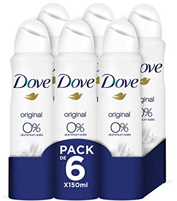 Dove Original Deodorant, 0% Aluminium, 6 x 150 ml, insgesamt: 900 ml