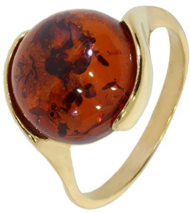 Artipol Ring mit echter vergoldetem Bernstein europeische Produktion franz.Stil - Schmuck vergoldet - Ref 42-19 - größe 57 (18.1)