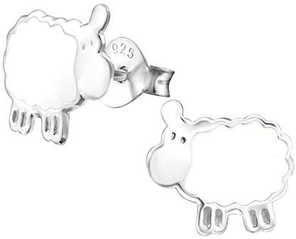 Monkimau Mädchen Ohrringe Schaf Ohrstecker aus 925 Sterling Silver Silber