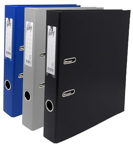College Ordner breit für DIN A4, 3er Pack, 4.5 cm, Hochwertiger PP-Kunststoff Aktenordner in Schwarz-Blau-Grau – Ideal für Bürobedarf, Schulunterlagen & DIN A4 Dokumentenmanagement